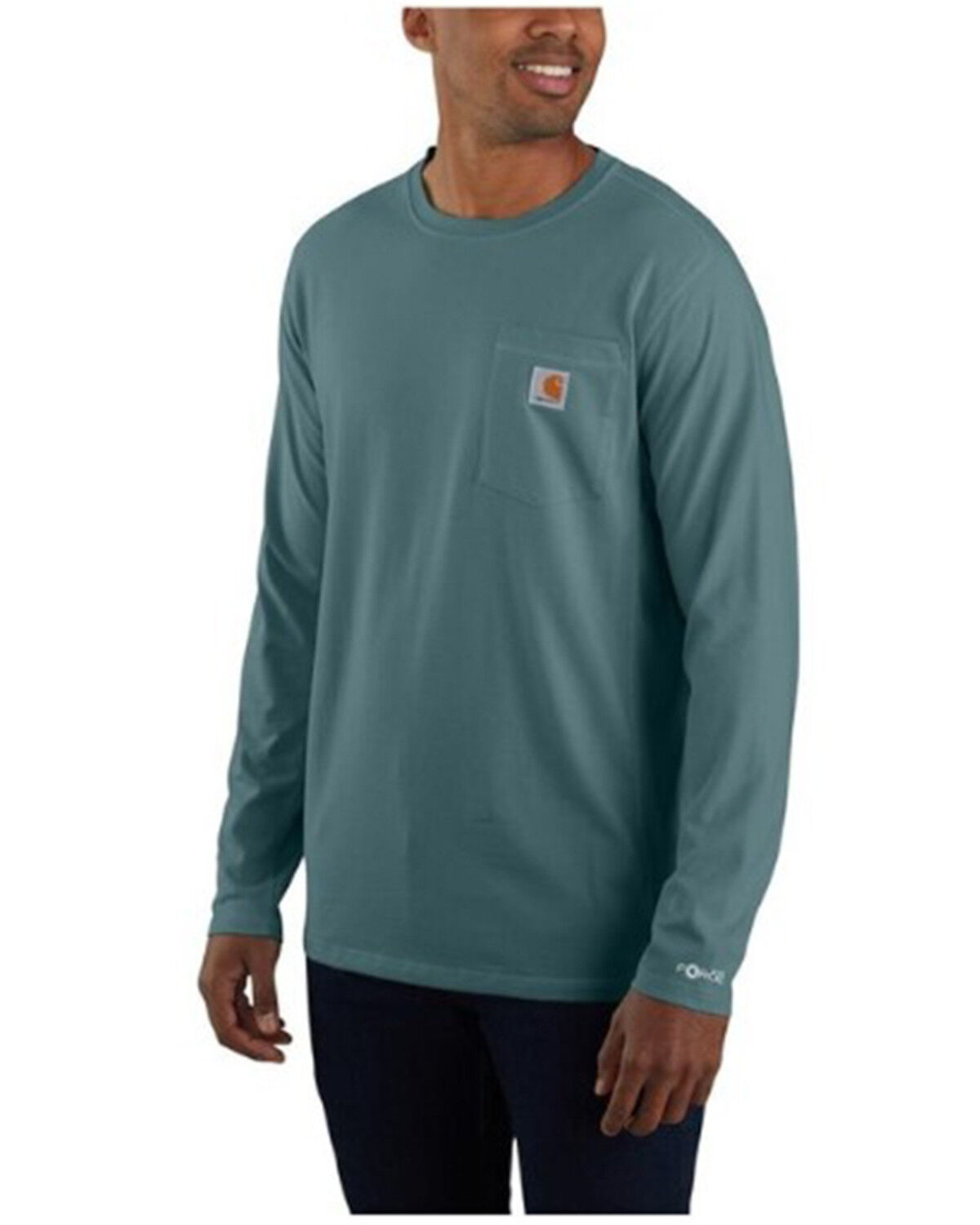 Image #1 - Carhartt Men's Force Relaxed Fit Midweight Long Sleeve Graphic Work T-Shirt, Teal, hi-res