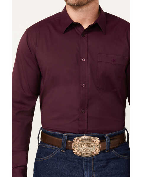 Image #3 - RANK 45® Men's Logo Long Sleeve Button-Down Performance Western Shirt, Grape, hi-res