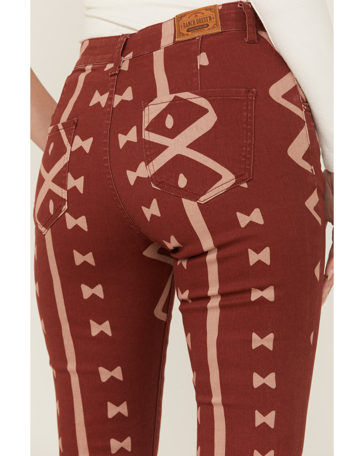 Image #4 - Ranch Dress'n Women's Mudcloth Print High Rise Super Flare Jeans, , hi-res