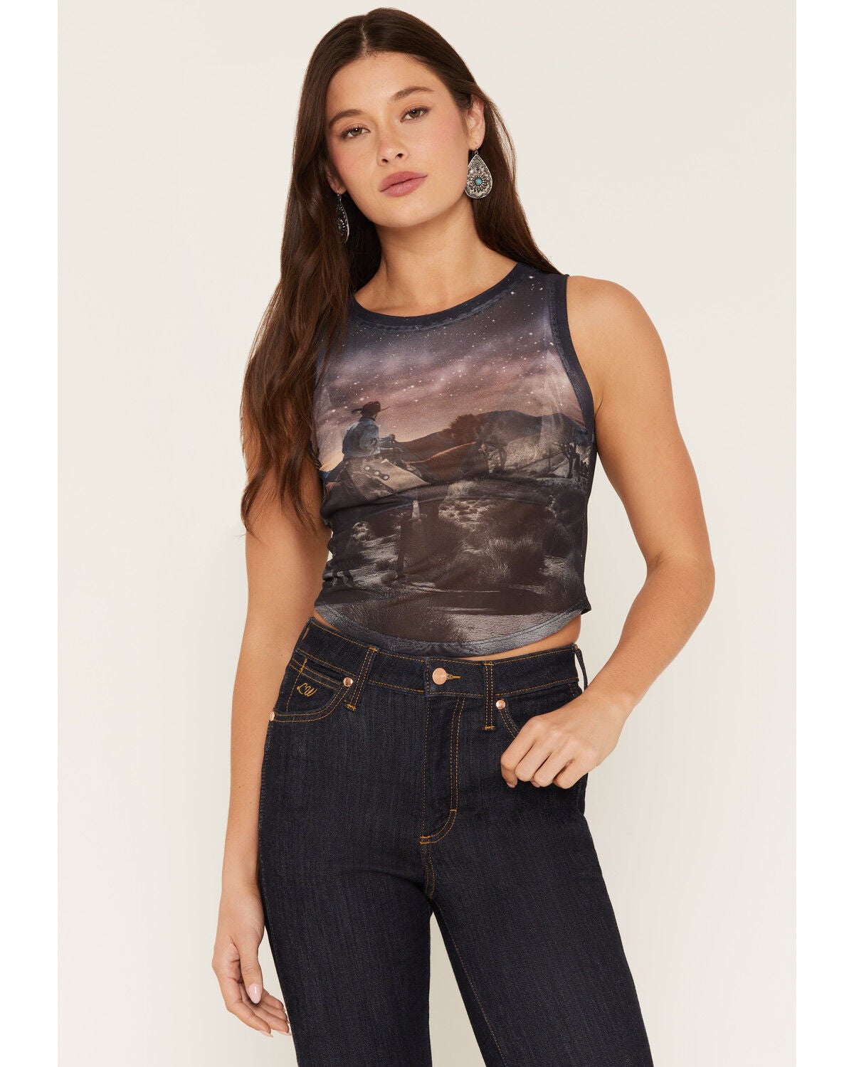 Image #1 - Youth In Revolt Women's Midnight Mesh Tank Top, Black, hi-res