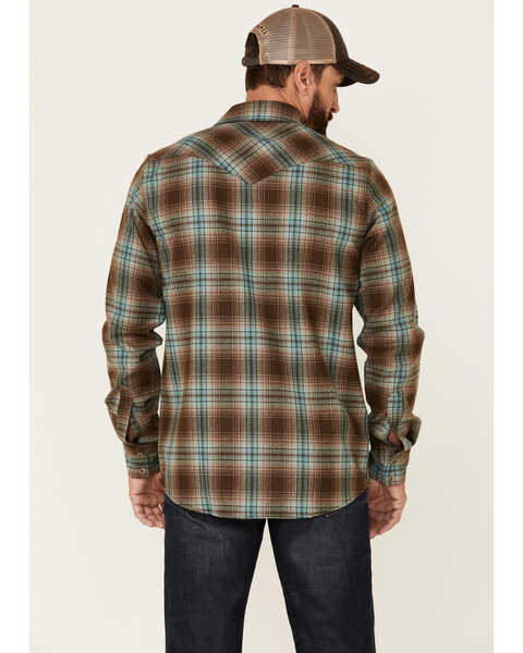 Image #4 - Pendleton Men's Brown & Green Canyon Large Plaid Long Sleeve Snap Western Flannel Shirt - Tall , , hi-res