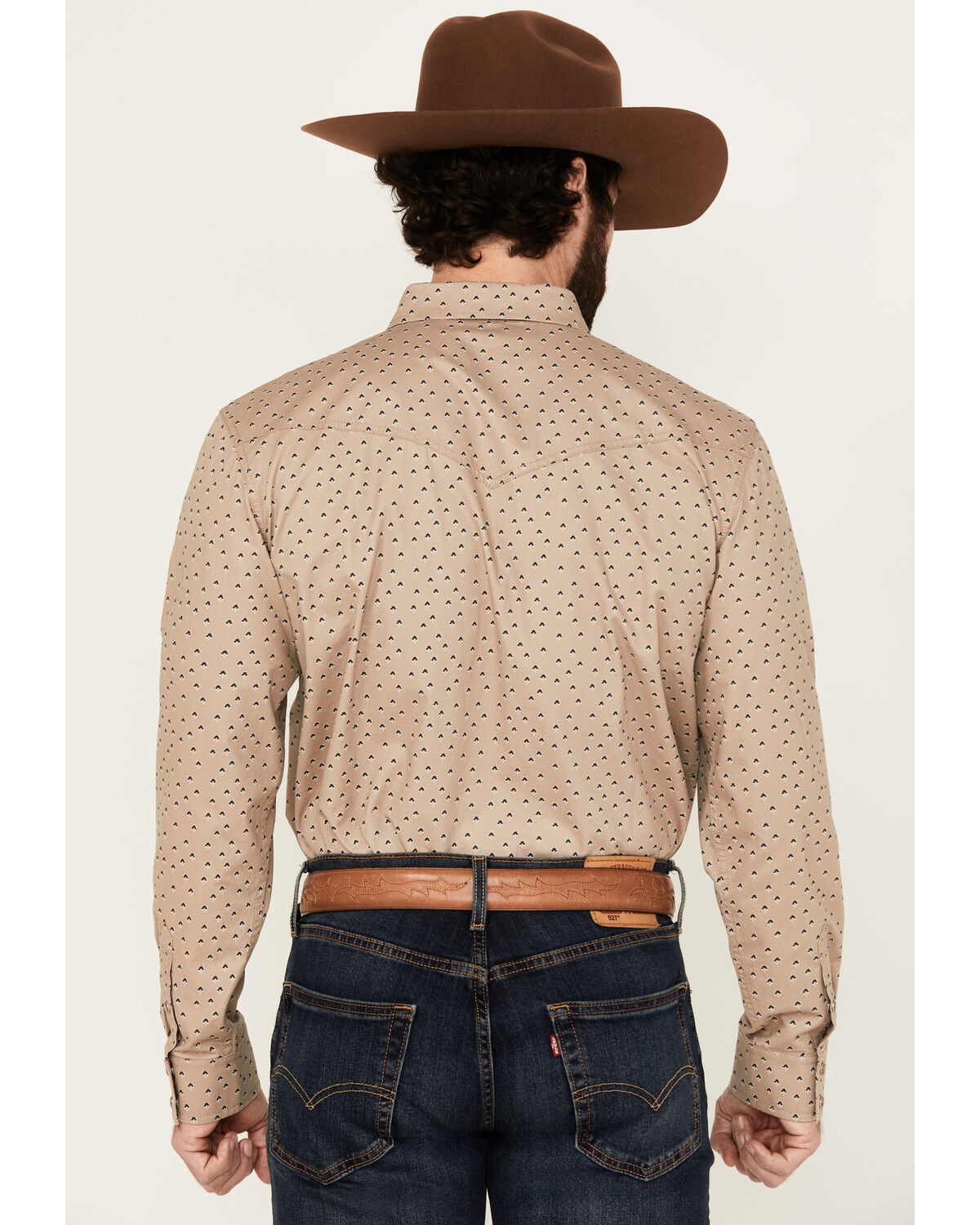 Image #4 - Blue Ranchwear Men's Harrison Geo Print Long Sleeve Snap Western Shirt, Wheat, hi-res