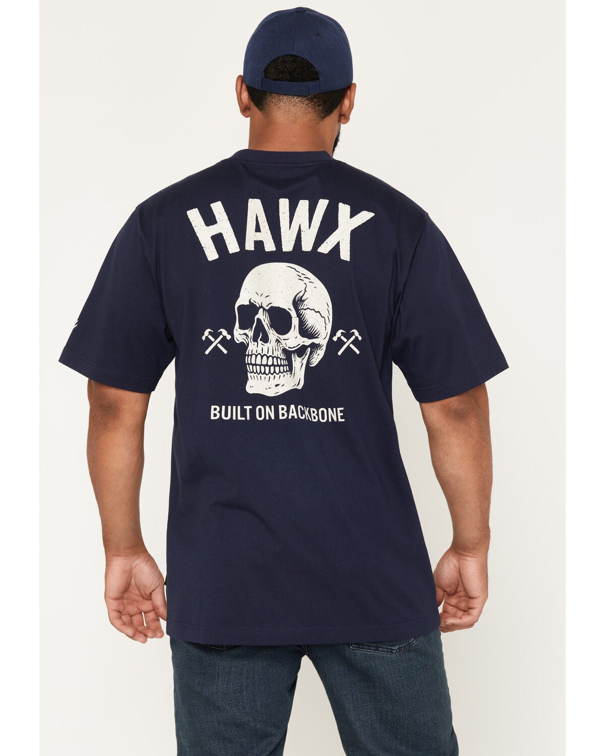 Image #1 - Hawx Men's Backbone Short Sleeve Graphic Pocket Work T-Shirt, Navy, hi-res