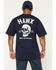Image #1 - Hawx Men's Backbone Short Sleeve Graphic Pocket Work T-Shirt, Navy, hi-res