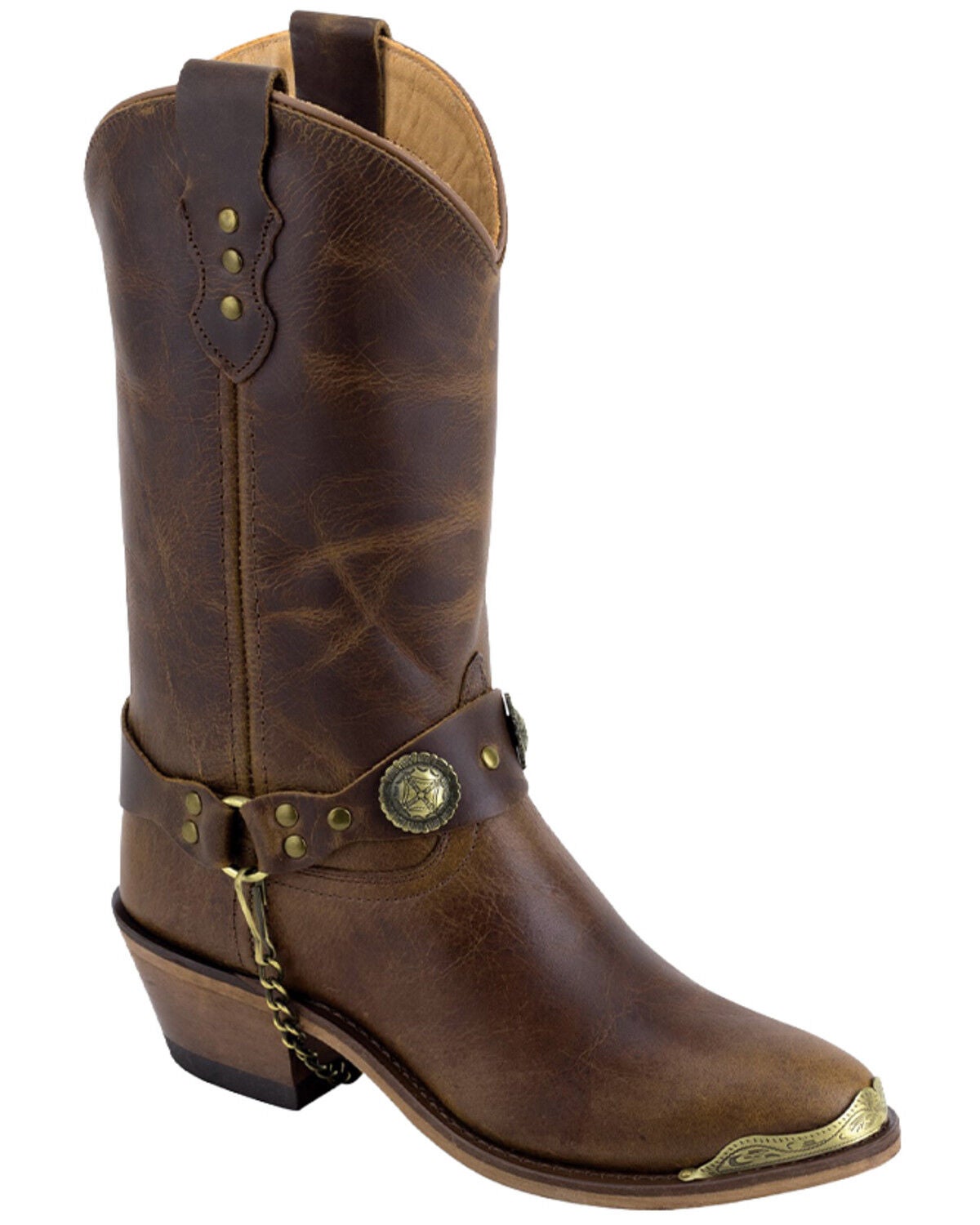 Image #1 - Old West Women's Harness Western Boots - Round Toe, Brown, hi-res