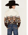 Panhandle Boys' Southwestern Border Print Long Sleeve Snap Shirt, Natural, hi-res