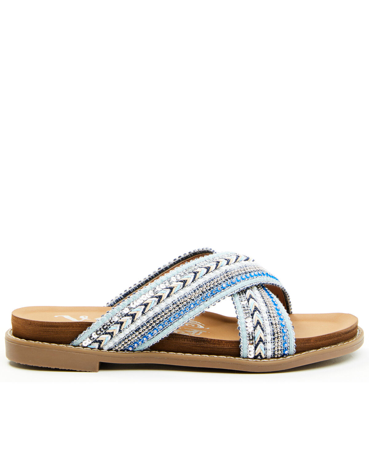 Image #2 - Very G Women's Elkin Beaded Sandals, Blue, hi-res
