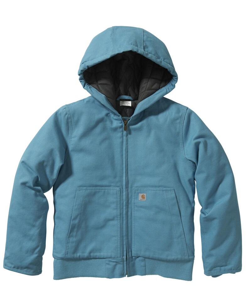 Carhartt Girls' Zip-Front Hooded Jacket , Blue, hi-res