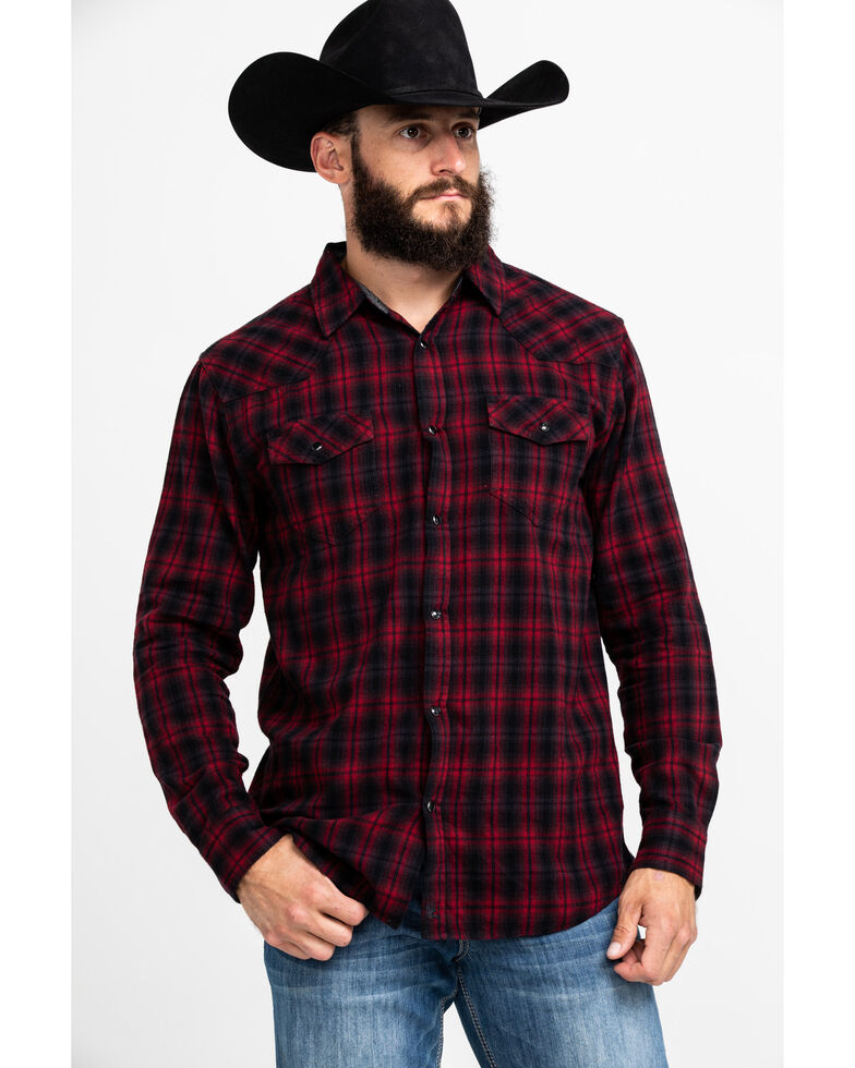 Cody James Men's Christmas Plaid Long Sleeve Western Flannel Shirt , Red, hi-res