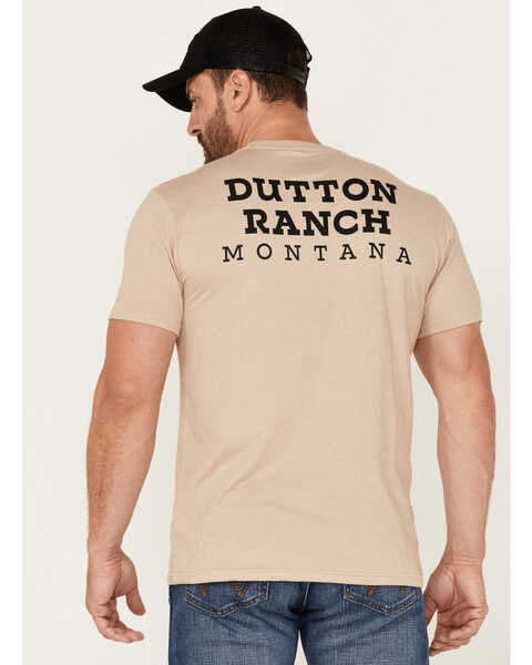 Image #4 - Wrangler Men's Heathered Yellowstone Dutton Ranch Logo Graphic T-Shirt , Tan, hi-res
