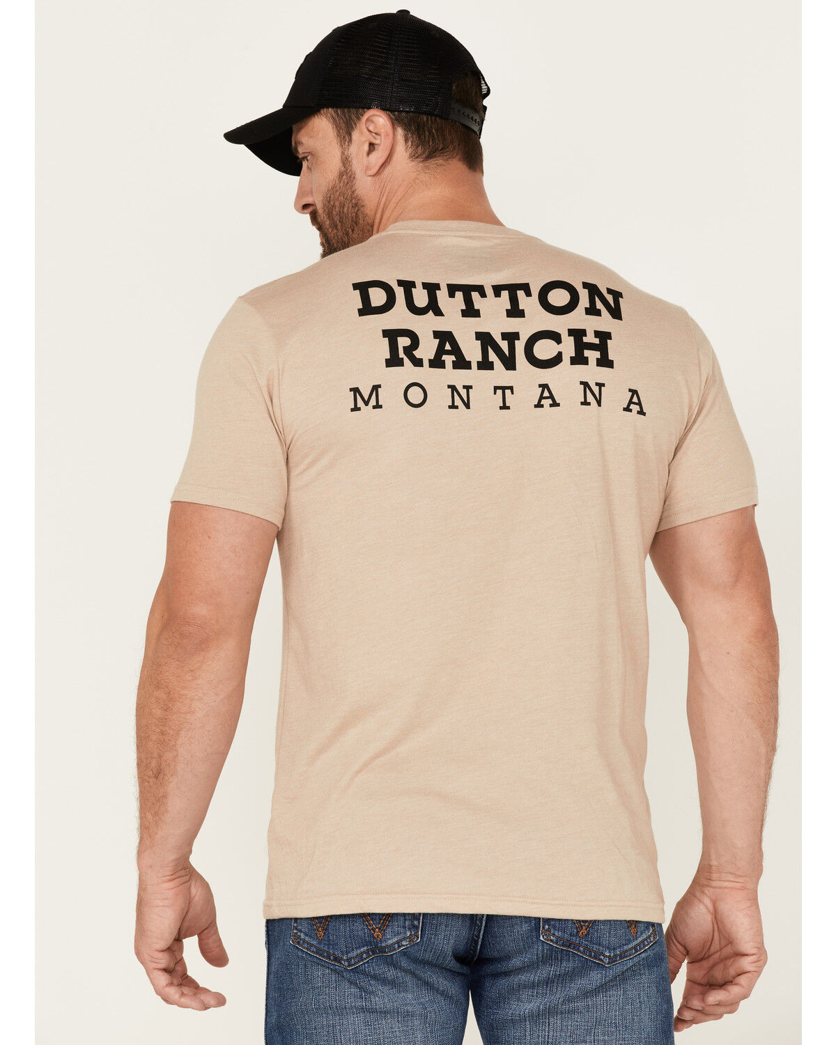 Image #4 - Wrangler Men's Heathered Yellowstone Dutton Ranch Logo Graphic T-Shirt, Tan, hi-res