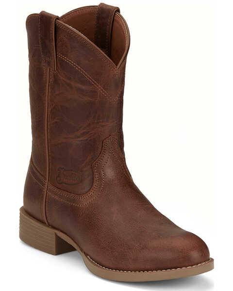 Image #1 - Justin Men's Roper Western Boots - Round Toe, Brown, hi-res