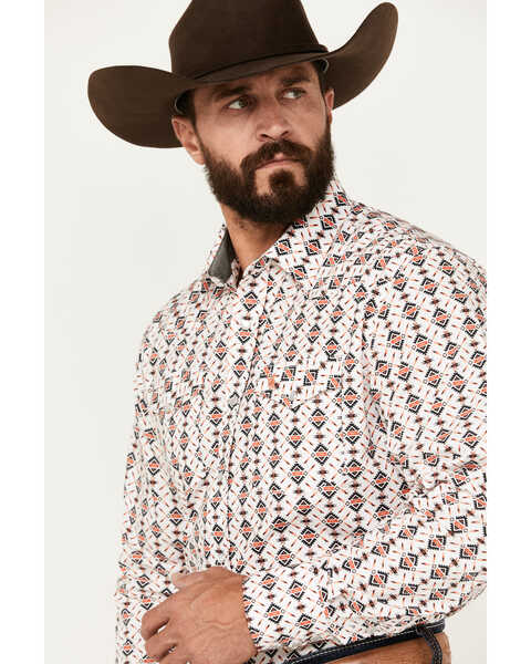 Image #2 - Rodeo Clothing Men's Southwestern Print Long Sleeve Pearl Snap Western Shirt, White, hi-res