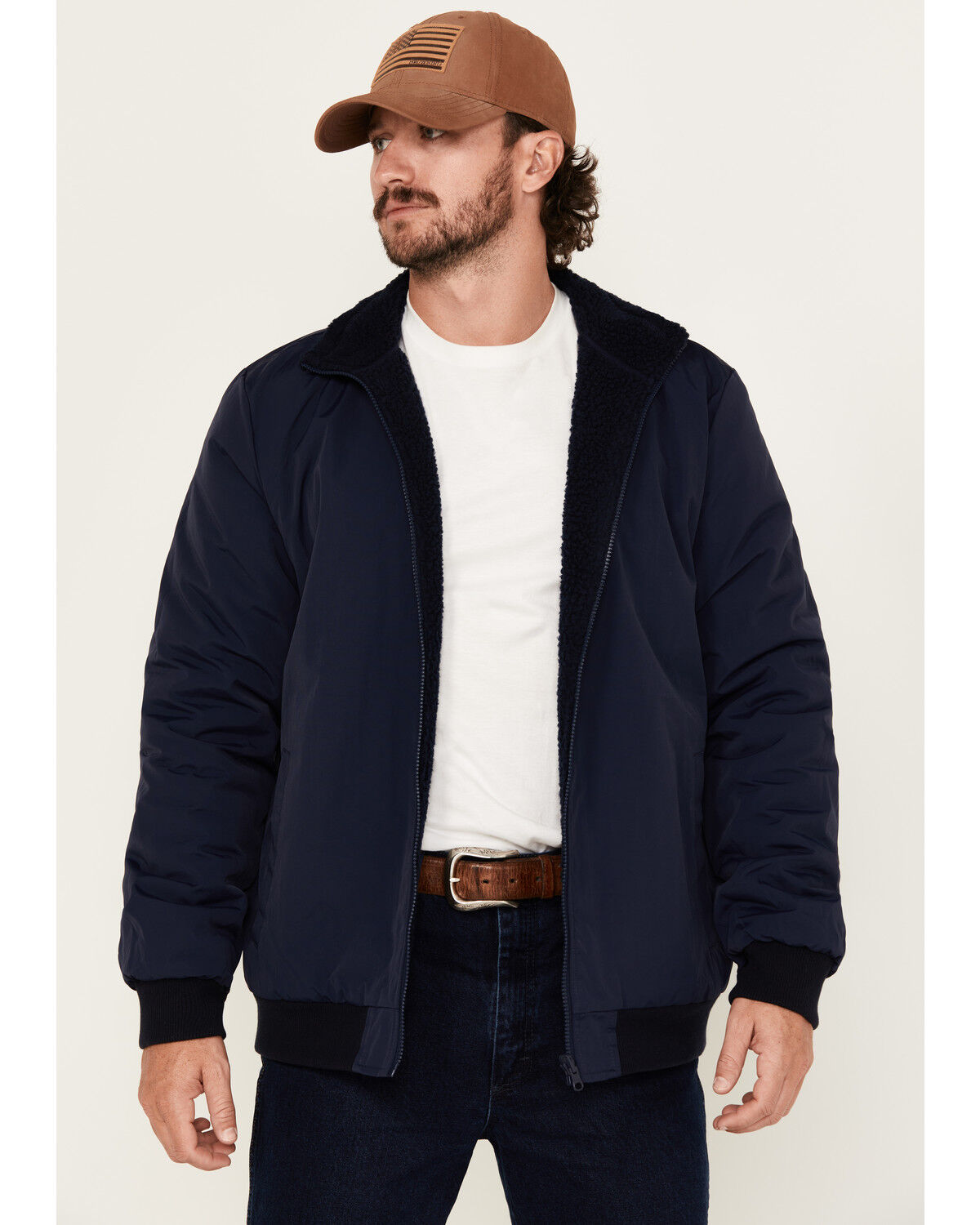 Image #1 - Brothers and Sons Men's Hart Reversible Sherpa Jacket, Navy, hi-res