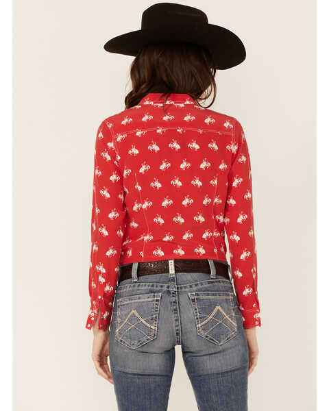 Image #3 - RRR Women's Red Bucking Horse Print Western Snap Shirt, , hi-res