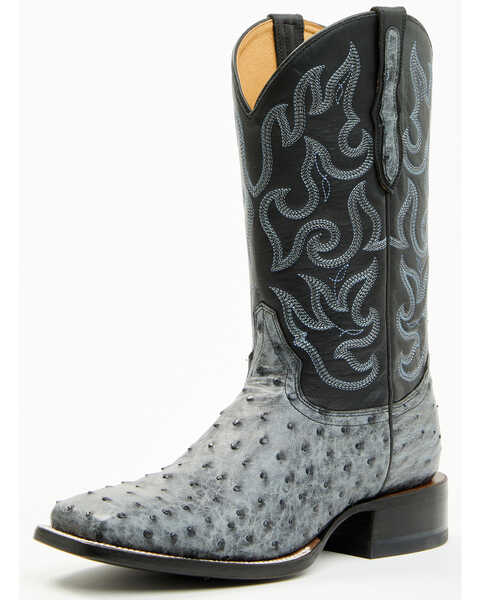 Image #1 - Cody James Men's Exotic Full Quill Ostrich Western Boots - Broad Square Toe , Grey, hi-res