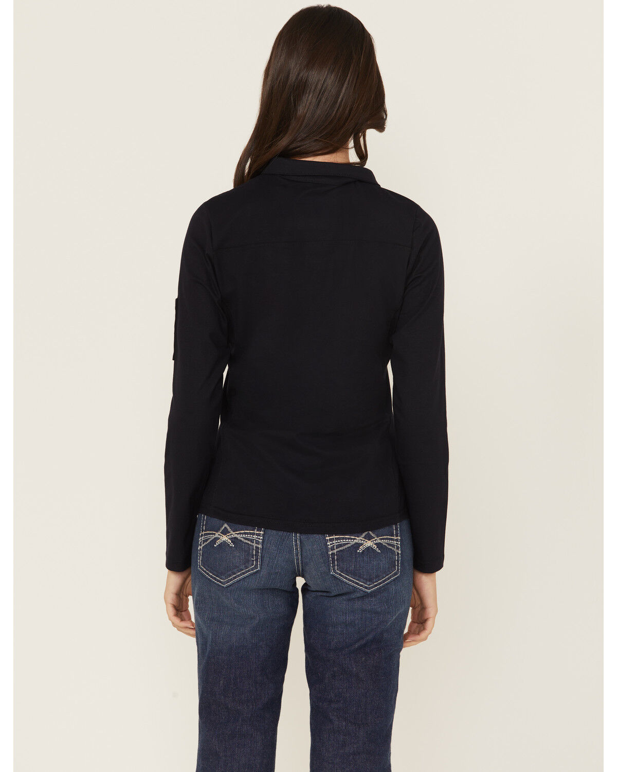Image #4 - Lapco Women's FR Solid Long Sleeve Polo Work Shirt, Navy, hi-res