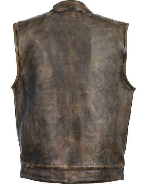 Image #3 - Milwaukee Leather Men's Open Neck Snap/Zip Front Club Style Vest - 5X, Black/tan, hi-res