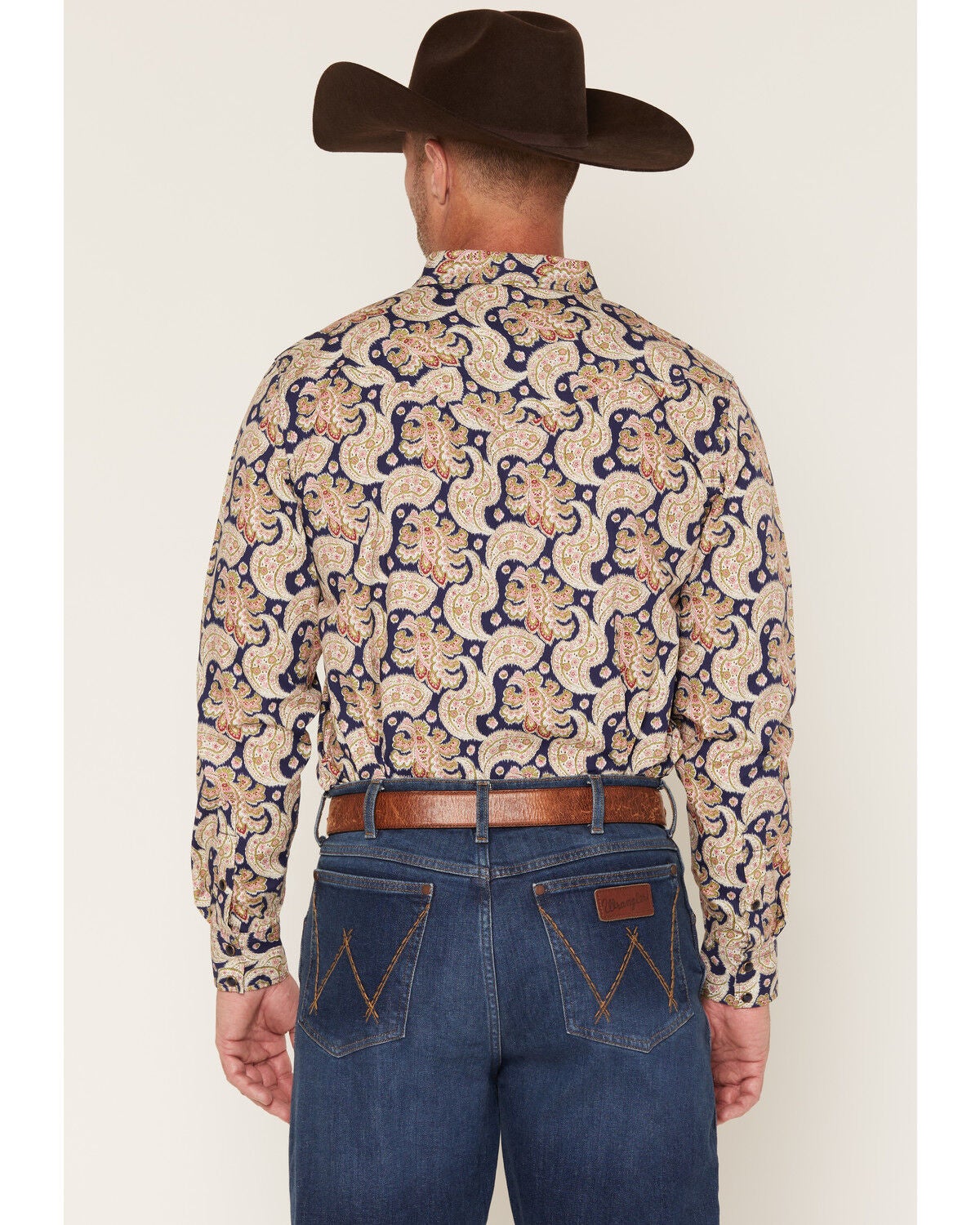 Image #4 - Gibson Trading Co Men's Take Me Back Paisley Print Long Sleeve Snap Western Shirt, Navy, hi-res