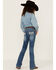 Shyanne Little Girls' Dark Wash Zigzag Pocket Bootcut Jeans, Blue, hi-res