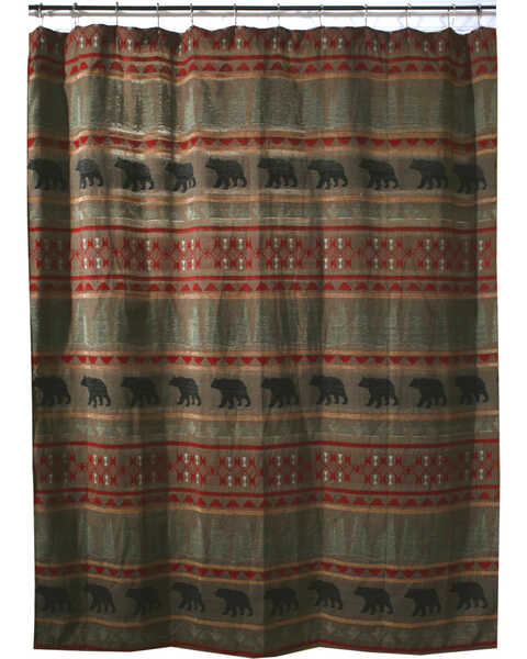 Image #1 - Carstens Bear Country Shower Curtain, Red, hi-res