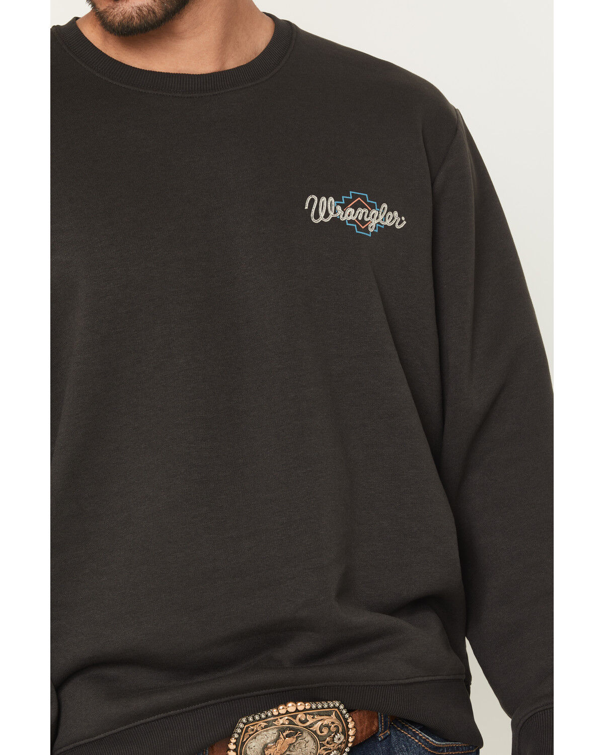 Image #3 - Wrangler Men's Steerhead Graphic Crewneck Sweatshirt, Black, hi-res
