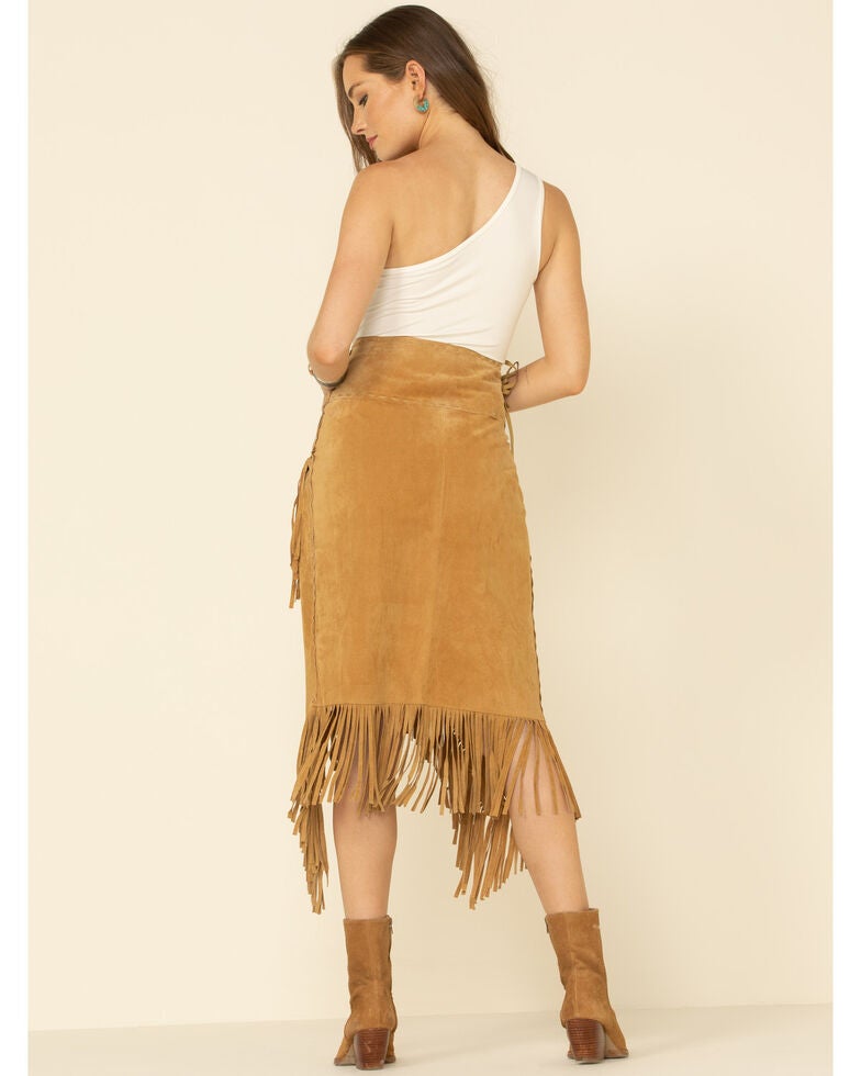Scully Suede Leather Fringe Skirt Sheplers
