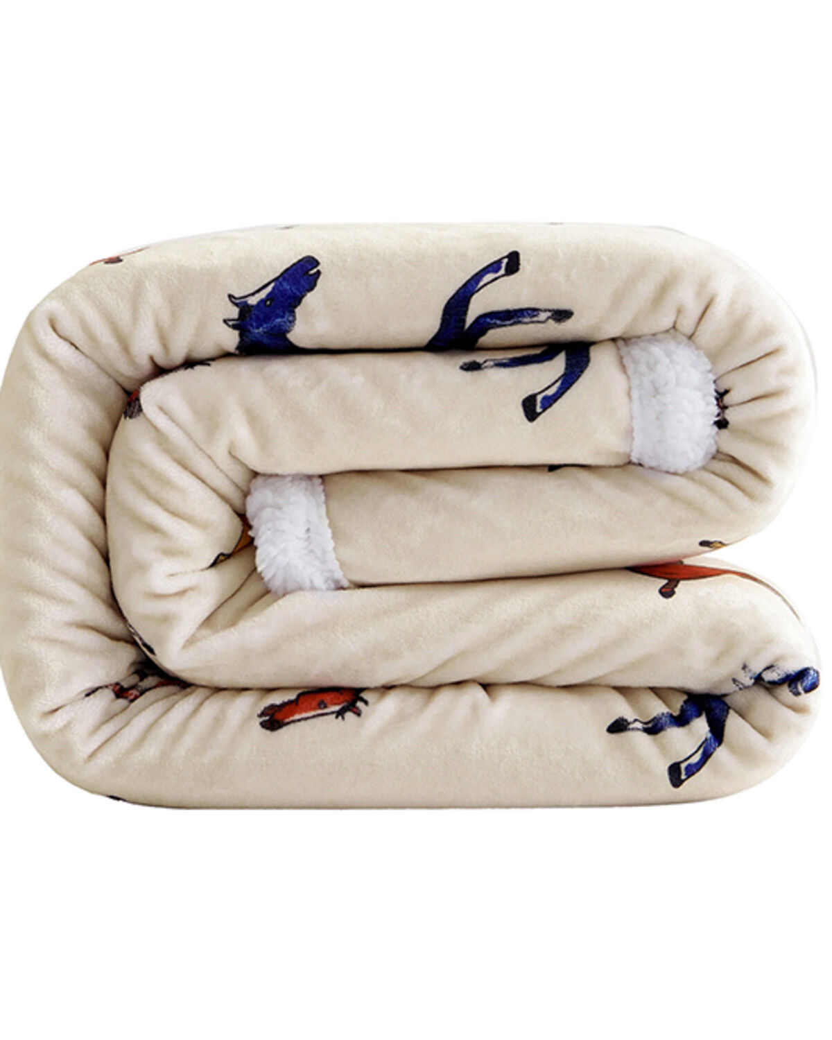 Image #3 - HiEnd Accents Wild Horse Campfire Sherpa Throw, White, hi-res