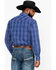 Rock & Roll Denim Men's Plaid Print Long Sleeve Western Shirt, Light Blue, hi-res