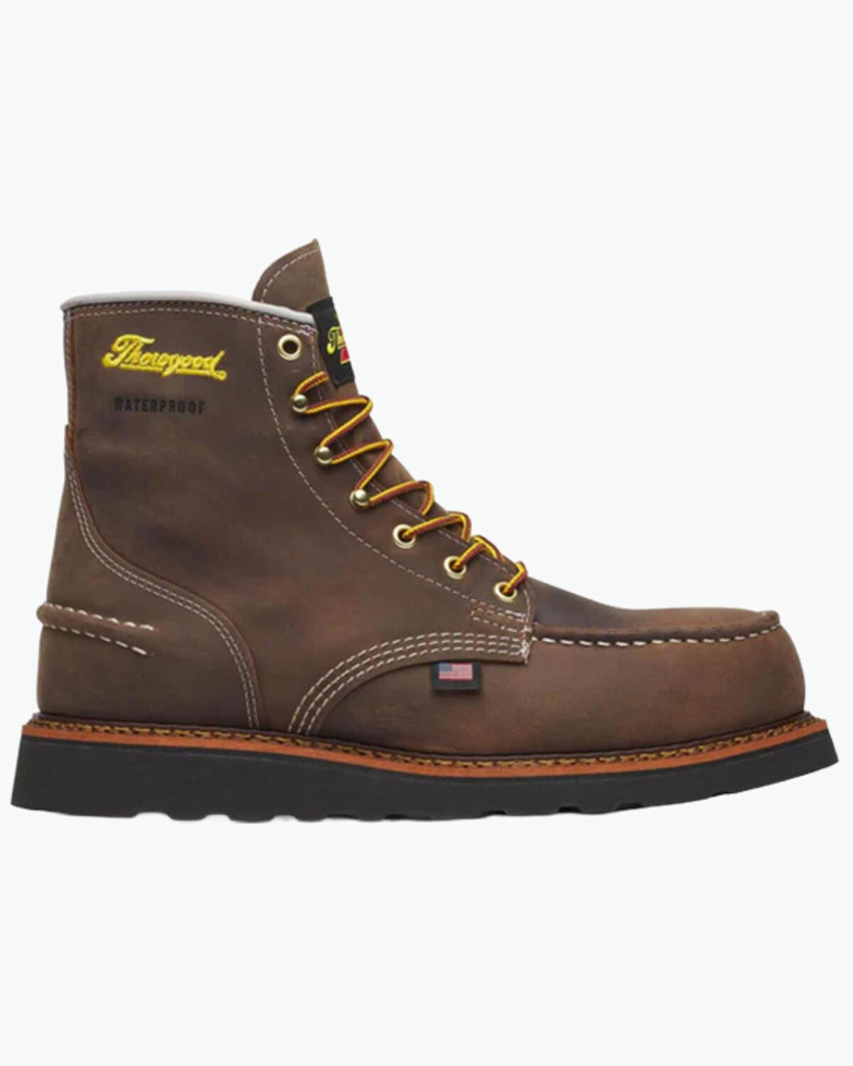 Image #1 - Thorogood Men's 1957 Series 6" Waterproof Moc Work Boots - Steel toe, Brown, hi-res