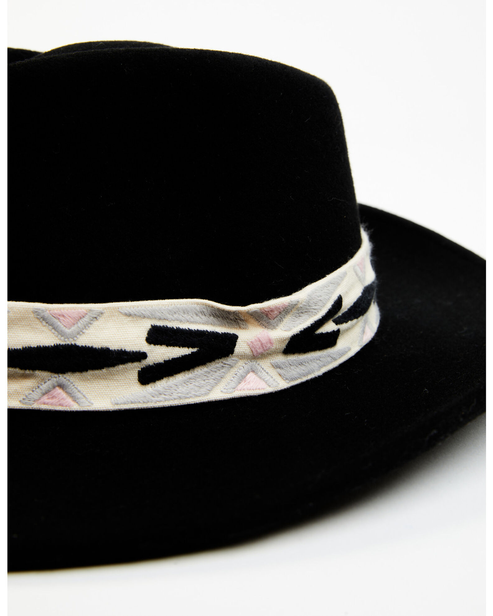 Image #2 - Nikki Beach Women's New Moon Felt Fedora Hat, Black, hi-res