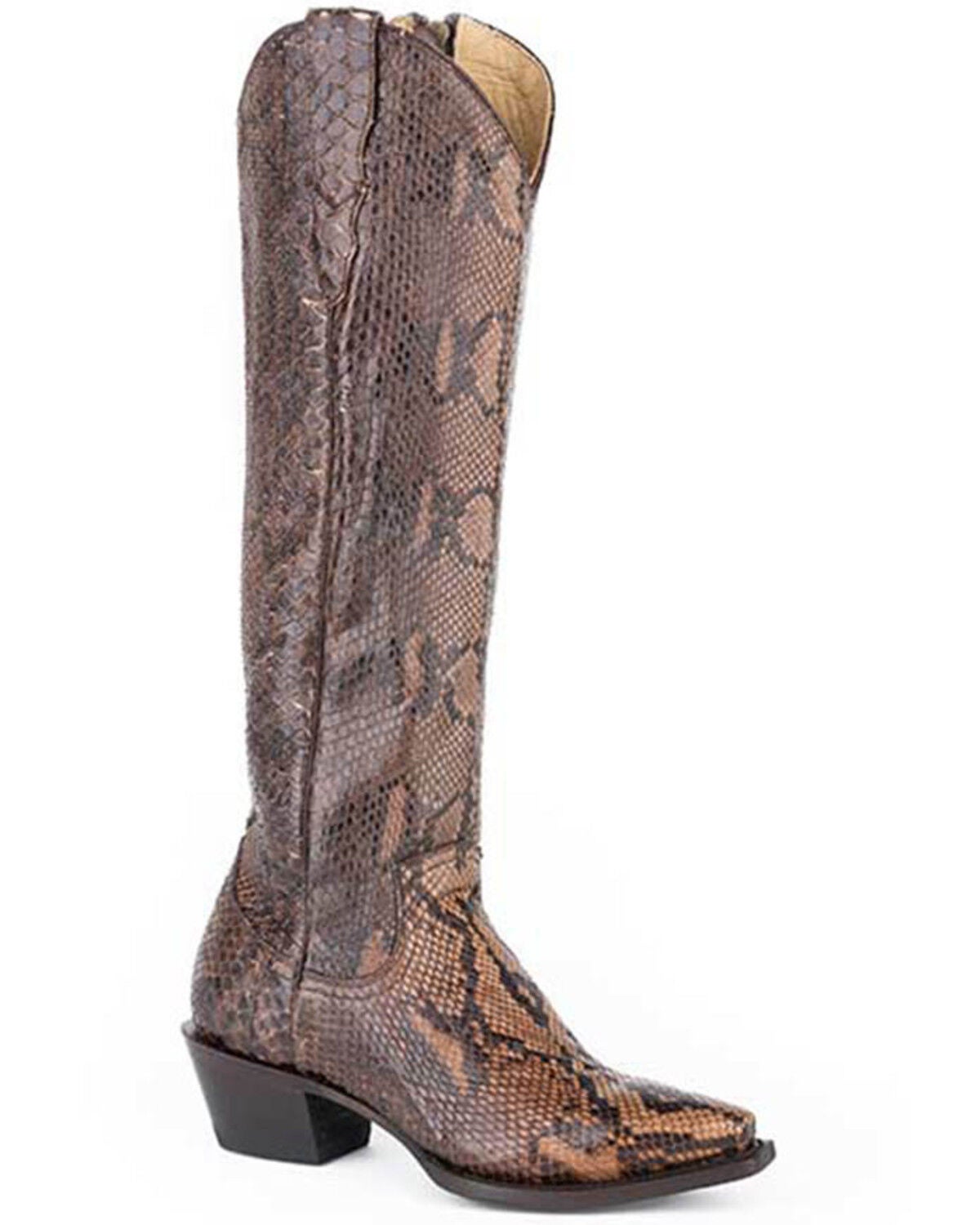 Stetson Women's Yasmin Exotic Python Tall Western Boots - Snip Toe, Brown, hi-res