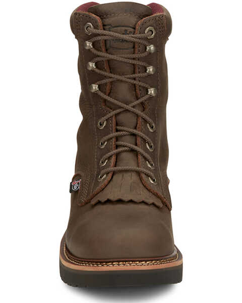 Image #4 - Justin Men's Rivot Lace-Up Work Boots - Soft Toe , Brown, hi-res