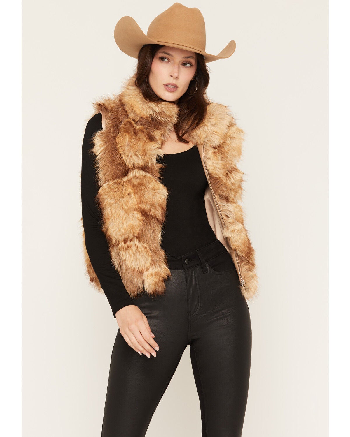 Azalea Wang Women's Junae Faux Fur Vest, Brown, hi-res