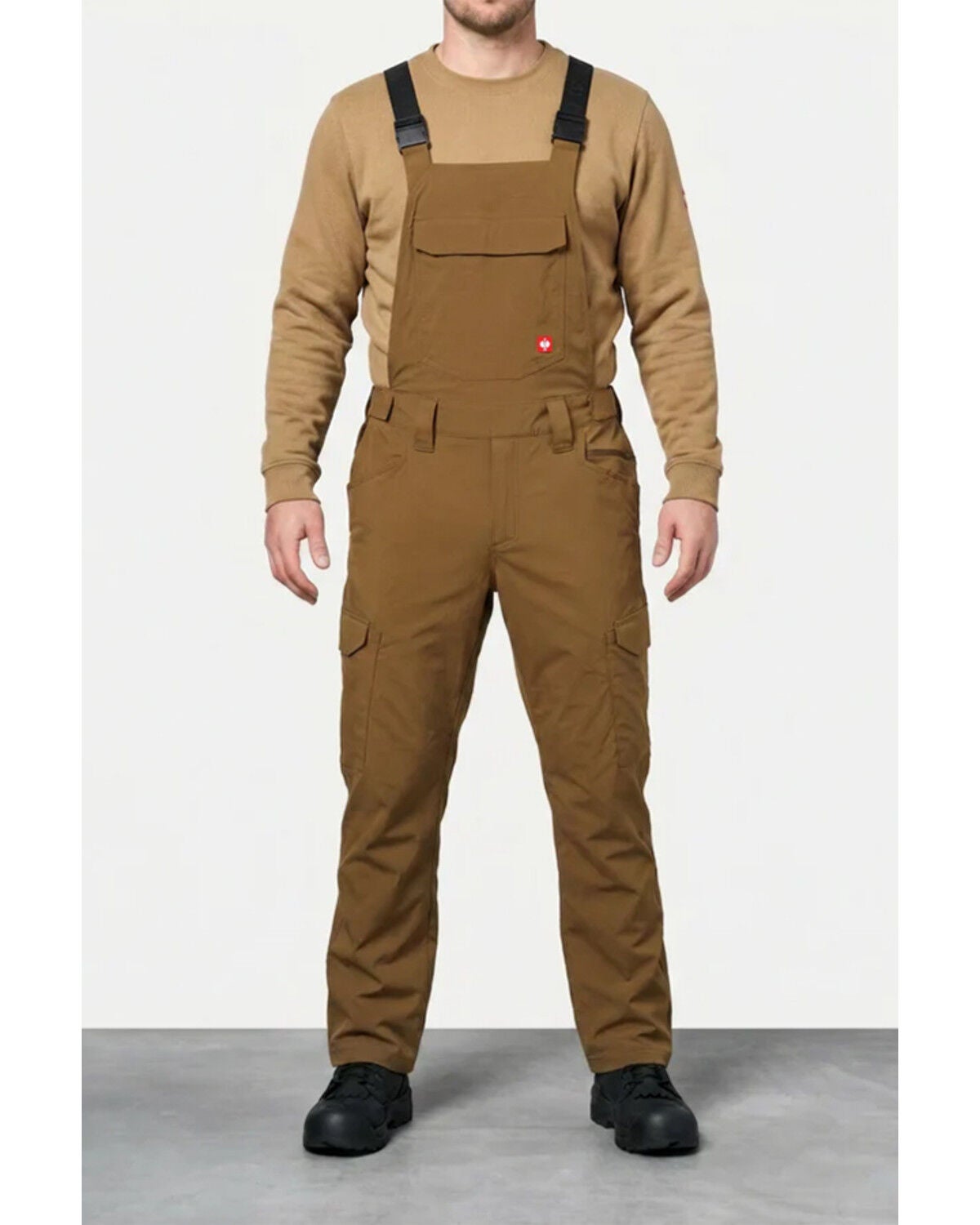 Image #1 - Strauss Men's Stretch Ripstop Cargo Work Bib Overalls, Brown, hi-res