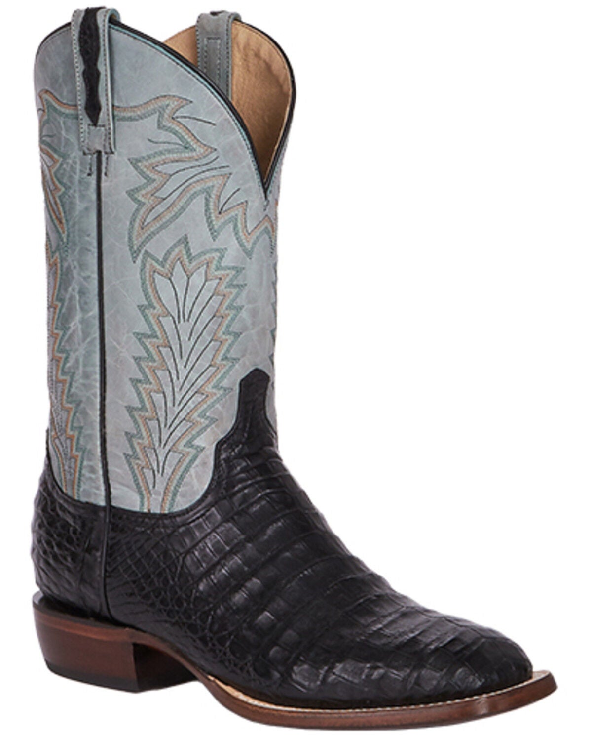 Lucchese Men's Exotic Caiman Western Boots - Broad Square Toe, Black, hi-res