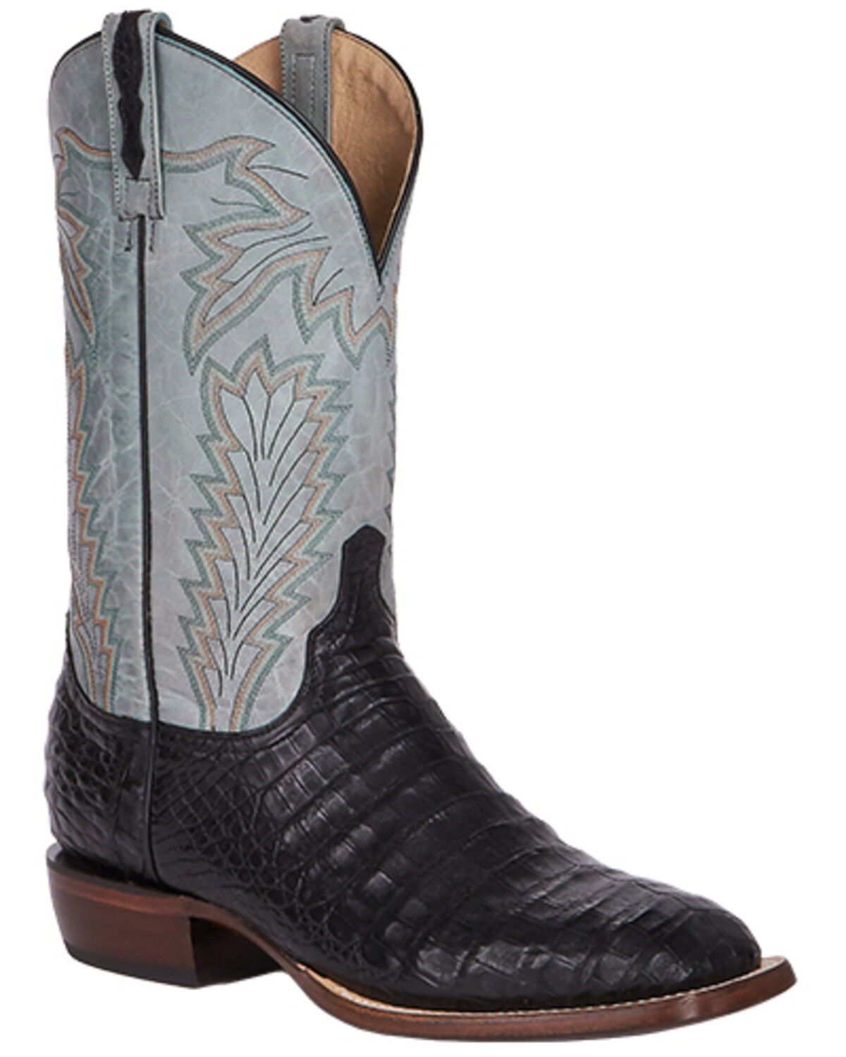 Image #1 - Lucchese Men's Exotic Caiman Western Boots - Broad Square Toe, Black, hi-res