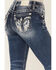 Image #2 - Miss Me Women's Dark Wash Mid Rise Downward Feather Wing Stretch Bootcut Jeans , Dark Blue, hi-res
