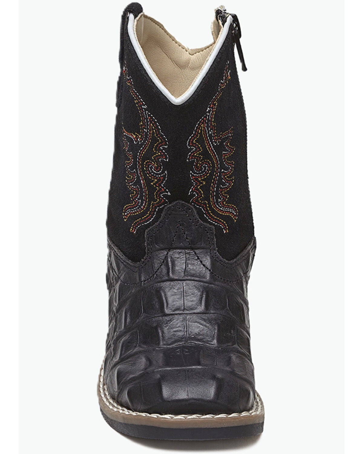 Image #4 - Old West Toddler Boys' Faux Alligator Western Boots - Broad Square Toe, Black, hi-res