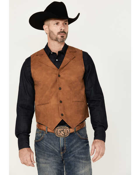 Cody James Men's Hideout Leather Vest, Lt Brown, hi-res