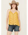 Image #1 - Miss Me Women's Sleeveless Lettuce Hem Tank Top, Yellow, hi-res