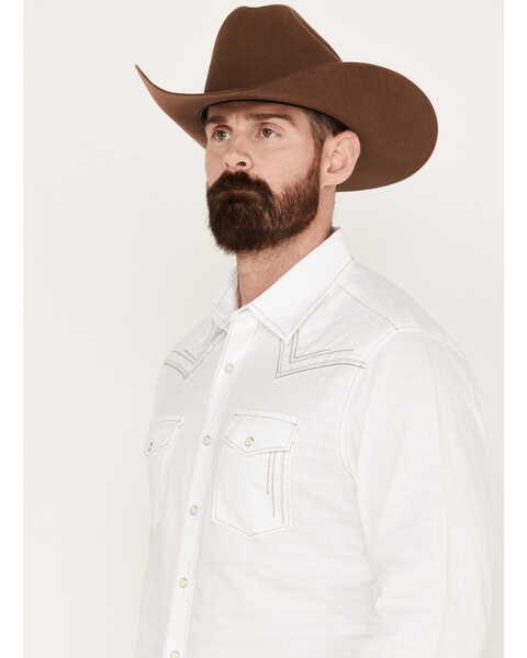 Image #2 - Wrangler Men's Rock 47 Long Sleeve Western Pearl Snap Shirt, White, hi-res