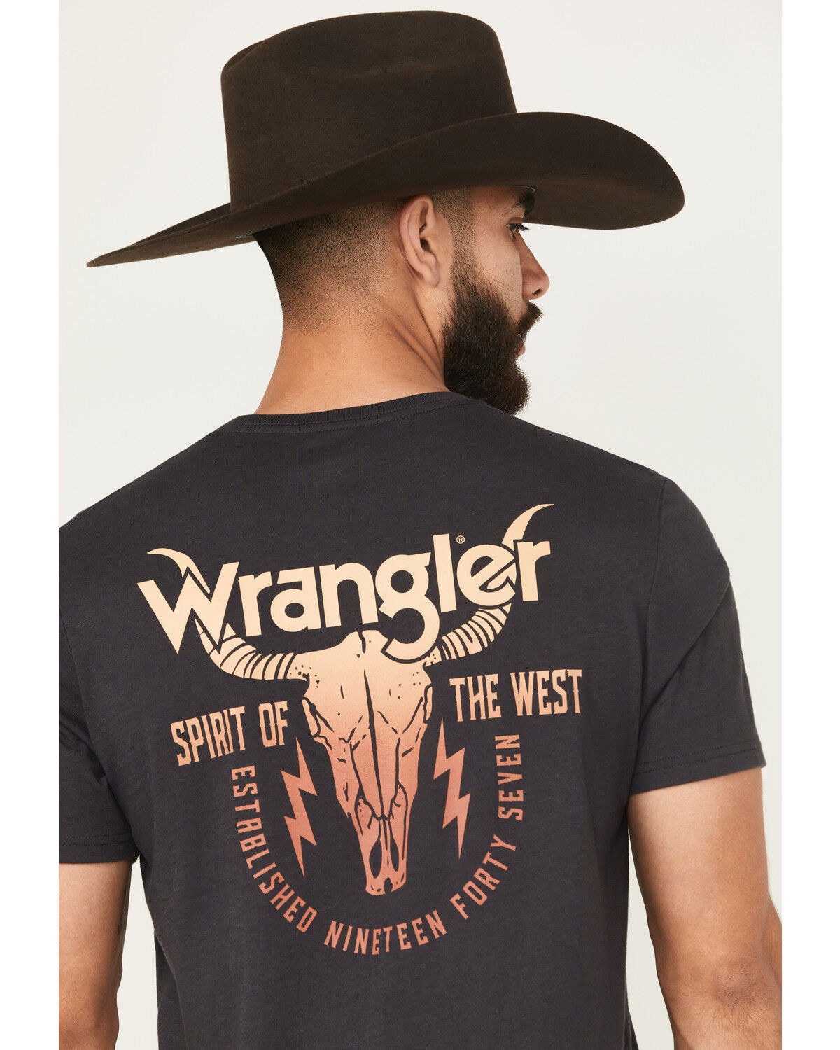Image #4 - Wrangler Men's Boot Barn Exclusive Steerhead Short Sleeve Graphic T-Shirt, Navy, hi-res