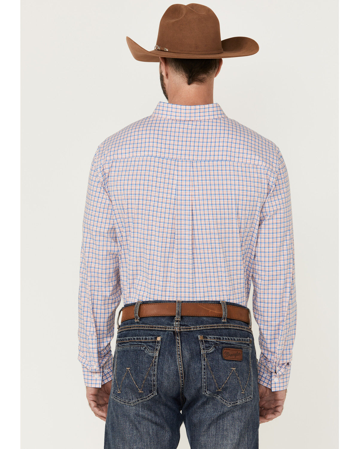 Image #4 - RANK 45® Men's Bronc Small Plaid Print Long Sleeve Button-Down Western Shirt, Red/white/blue, hi-res