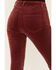 Image #4 - Shyanne Women's Syrah High Rise Velveteen Stretch Flare Jeans , Dark Red, hi-res