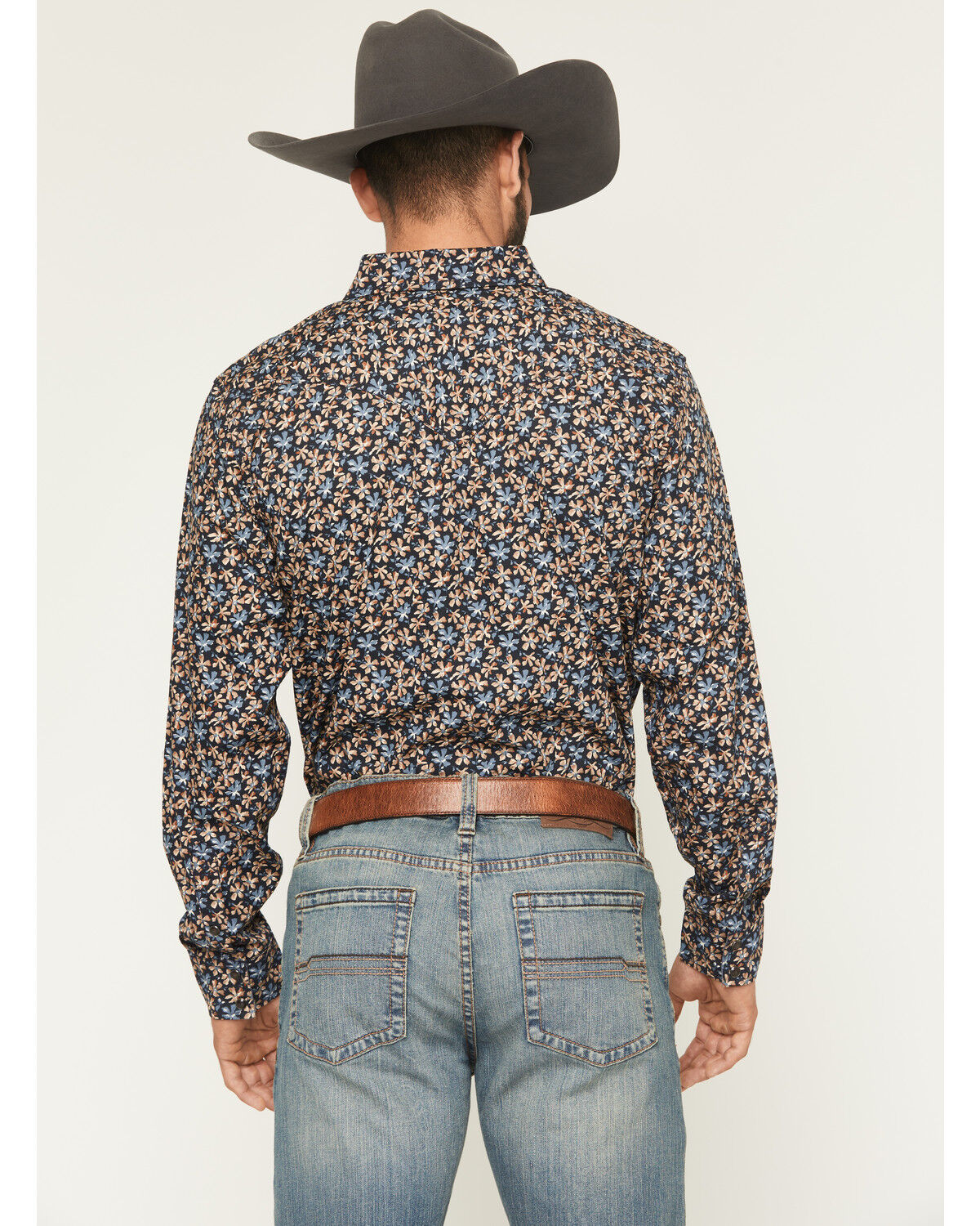 Image #4 - Cody James Men's Howdy Haven Floral Print Long Sleeve Snap Western Shirt, Blue, hi-res