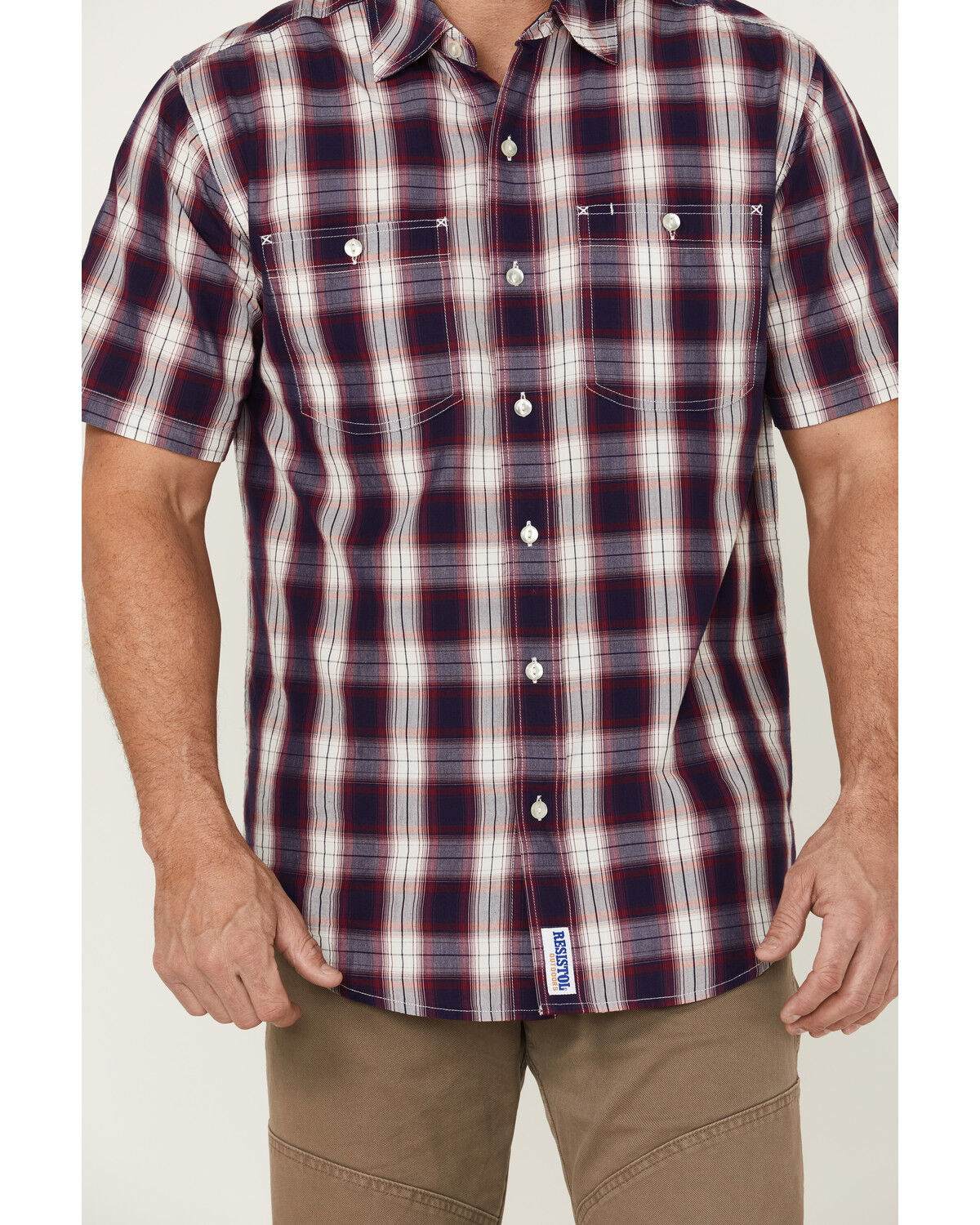 Image #3 - Resistol Men's Atlantis Ombre Plaid Print Short Sleeve Button Down Western Shirt, Navy, hi-res