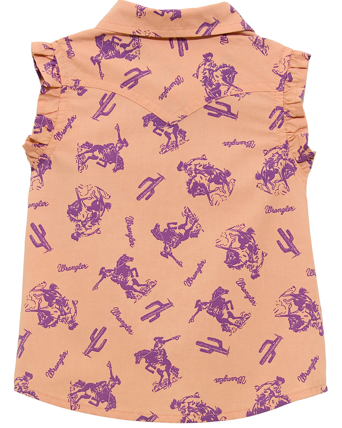 Image #2 - Wrangler Infant Girls' Western Print Sleeveless Pearl Snap Western Shirt, Orange, hi-res