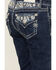 Image #2 - Miss Me Girls' Dark Wash Burnout Distressed Star Embroidered Bootcut Denim Jeans , Blue, hi-res
