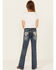 Image #1 - Grace In LA Girls' Chevron Embroidered Medium Wash Bootcut Stretch Denim Jeans, Blue, hi-res